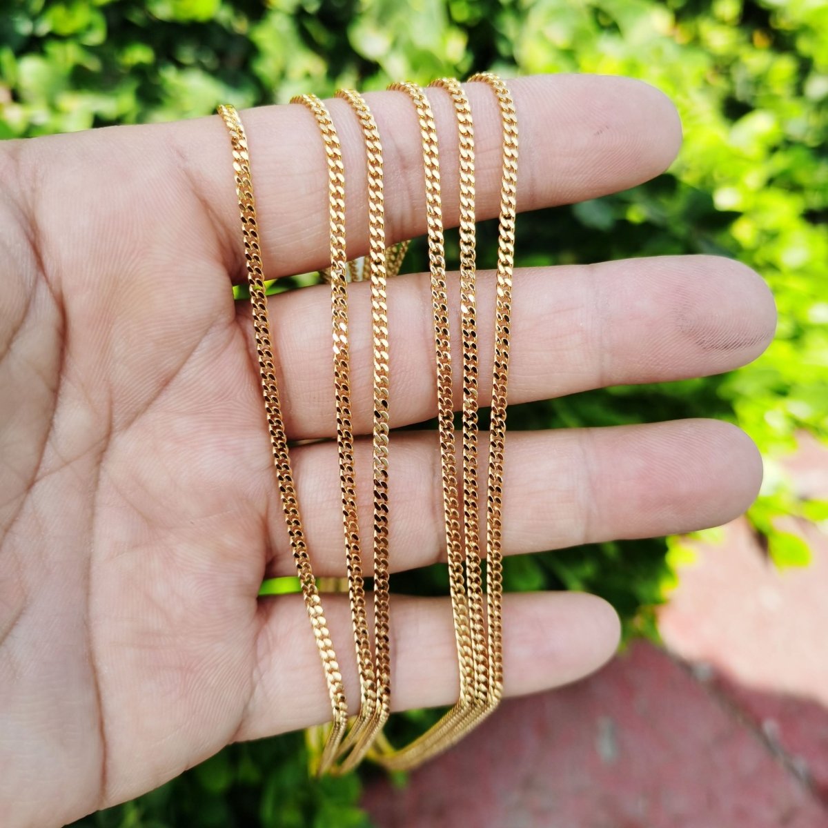 24K Gold Filled Necklace, Curb Necklace, Gold Curb Chain Layering Necklace 2.2mm, 13.8 Inch Ready To Wear Curb Necklace w/ Lobster Clasps | CN-869 Clearance Pricing - DLUXCA