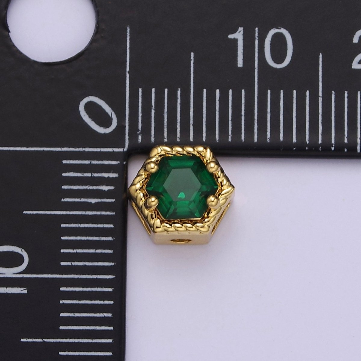 24K Gold Filled Octagon Bead Spacer CZ Micro Pave Geometric Bead Connector Charm Bracelet Necklace for DIY Jewelry Making Supply B-337 - B-341 - DLUXCA