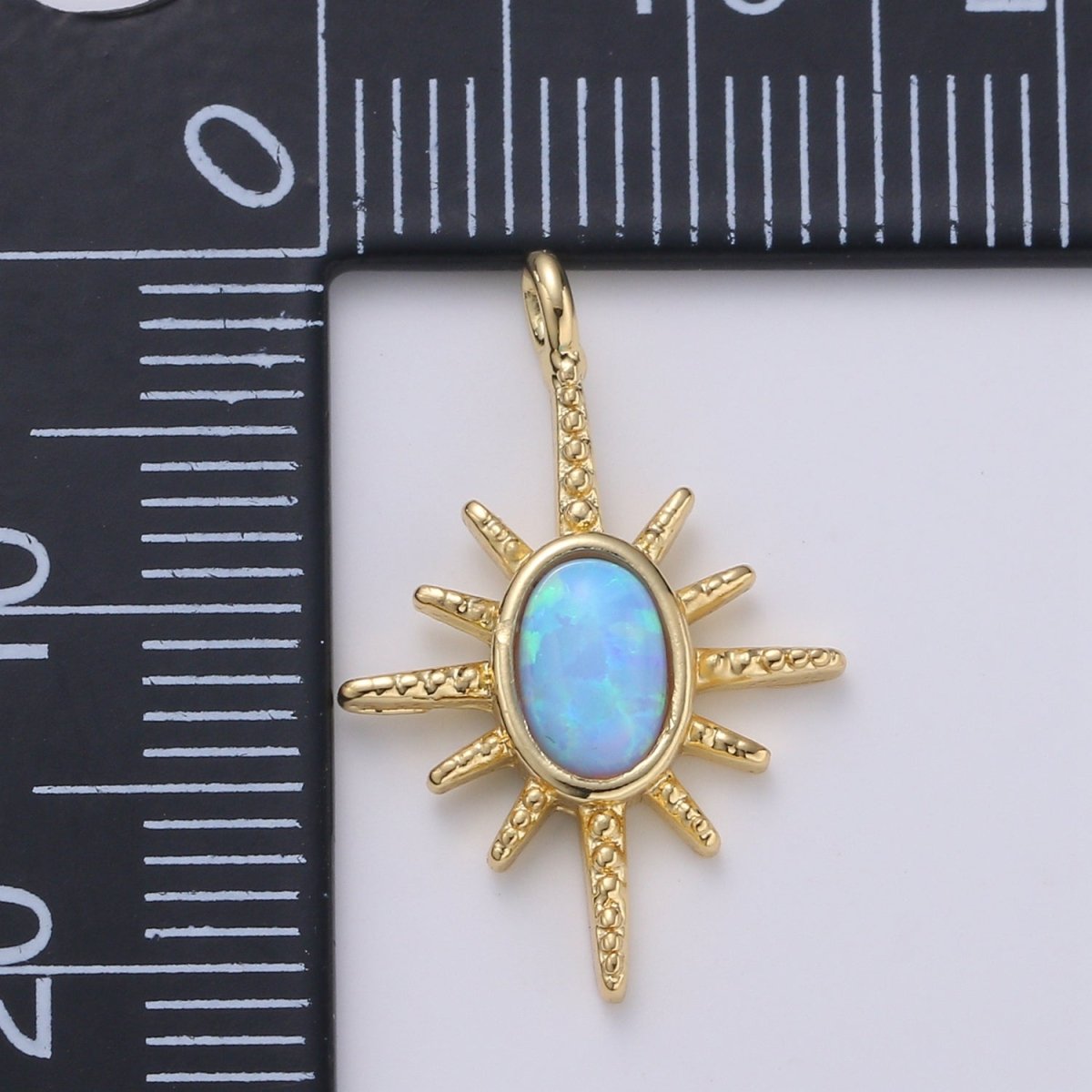 24K Gold Filled Opal White Blue Star Pendant Northstar Charme E-027 E-028 - DLUXCA