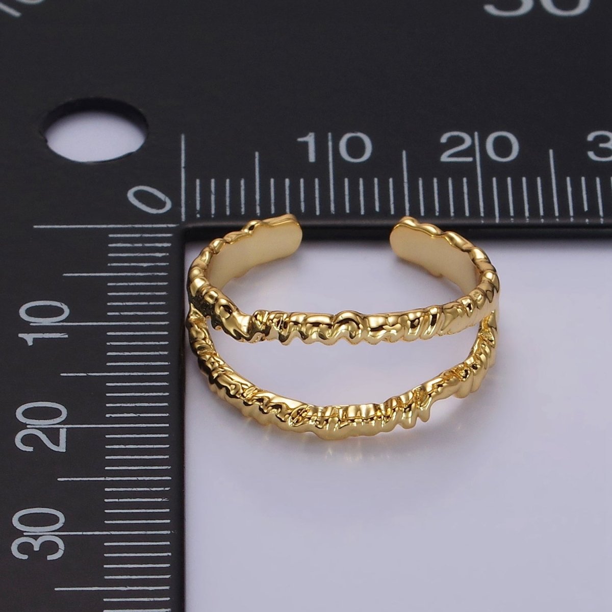 24K Gold Filled Open Double Molten Drip Band in Gold & Silver Ring | O-623 O-624 - DLUXCA