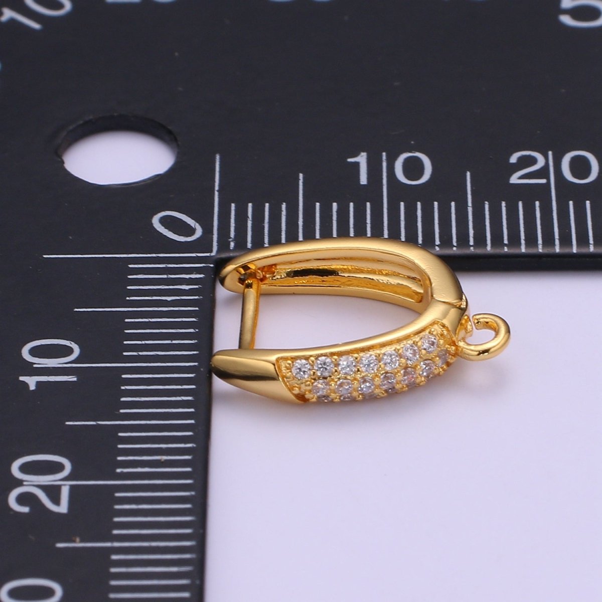 24K Gold Filled Open link Lever back Micro Paved CZ Earring Supplies K-847 - DLUXCA
