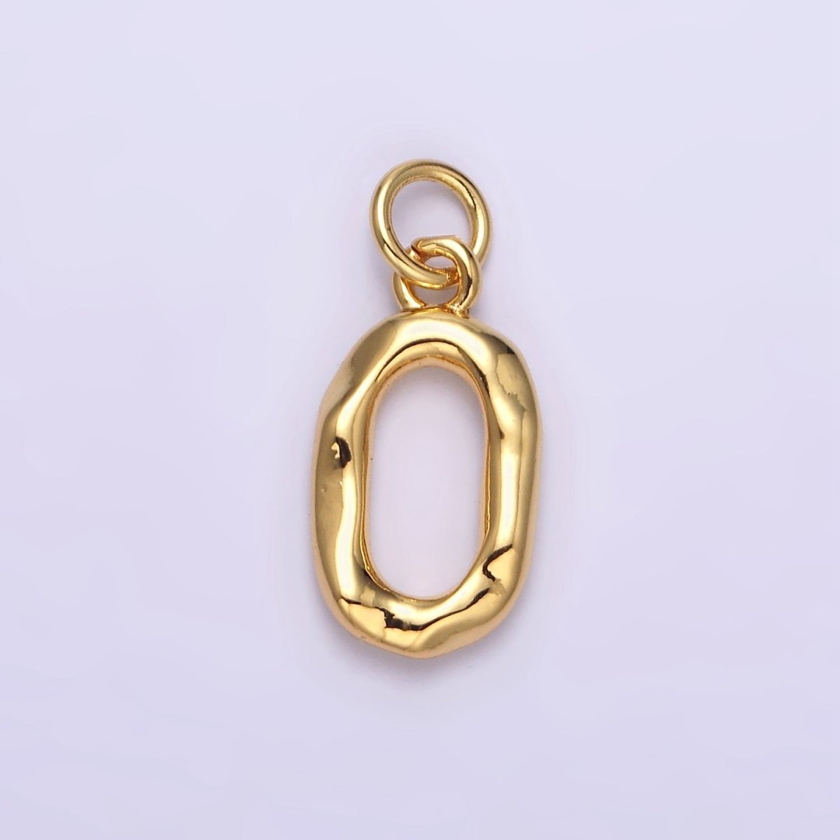 24K Gold Filled Open Oblong "0" Zero Geometric Abstract Charm | AC1377 - DLUXCA