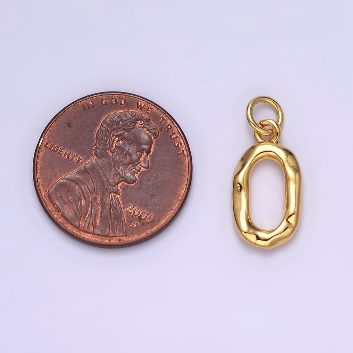 24K Gold Filled Open Oblong "0" Zero Geometric Abstract Charm | AC1377 - DLUXCA