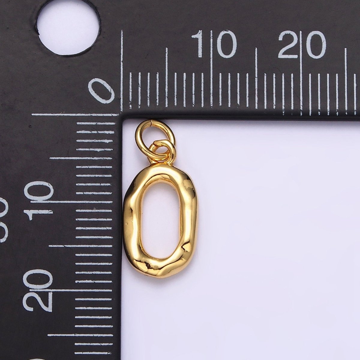 24K Gold Filled Open Oblong "0" Zero Geometric Abstract Charm | AC1377 - DLUXCA