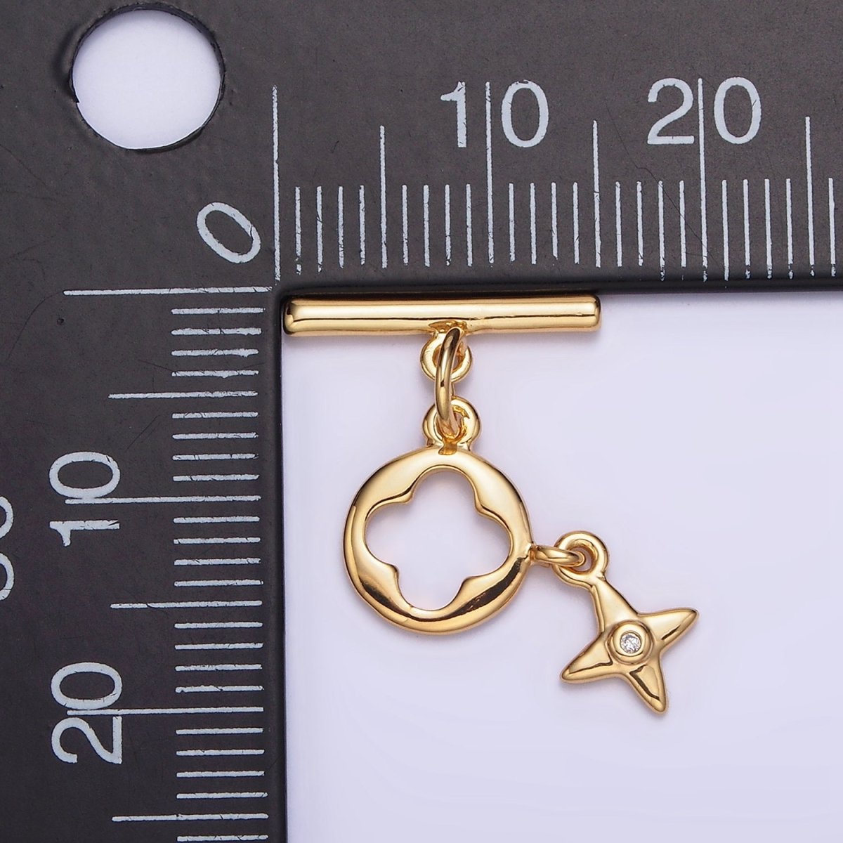 24K Gold Filled Open Quatrefoil Star Drop OT Toggle Clasps Closure Jewelry Making Supply | Z-446 - DLUXCA