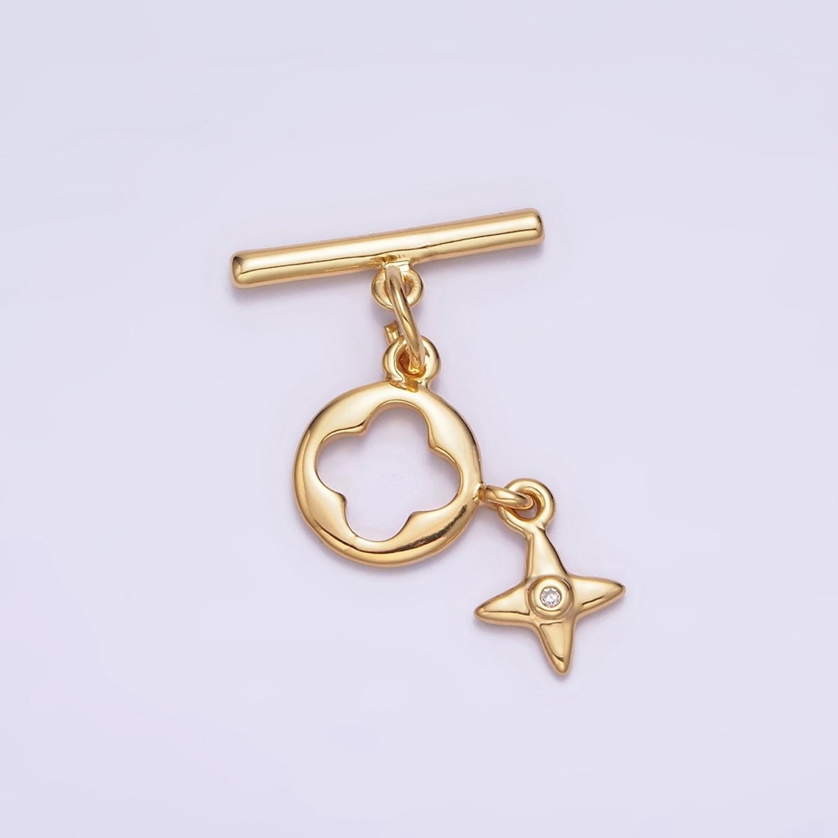24K Gold Filled Open Quatrefoil Star Drop OT Toggle Clasps Closure Jewelry Making Supply | Z-446 - DLUXCA