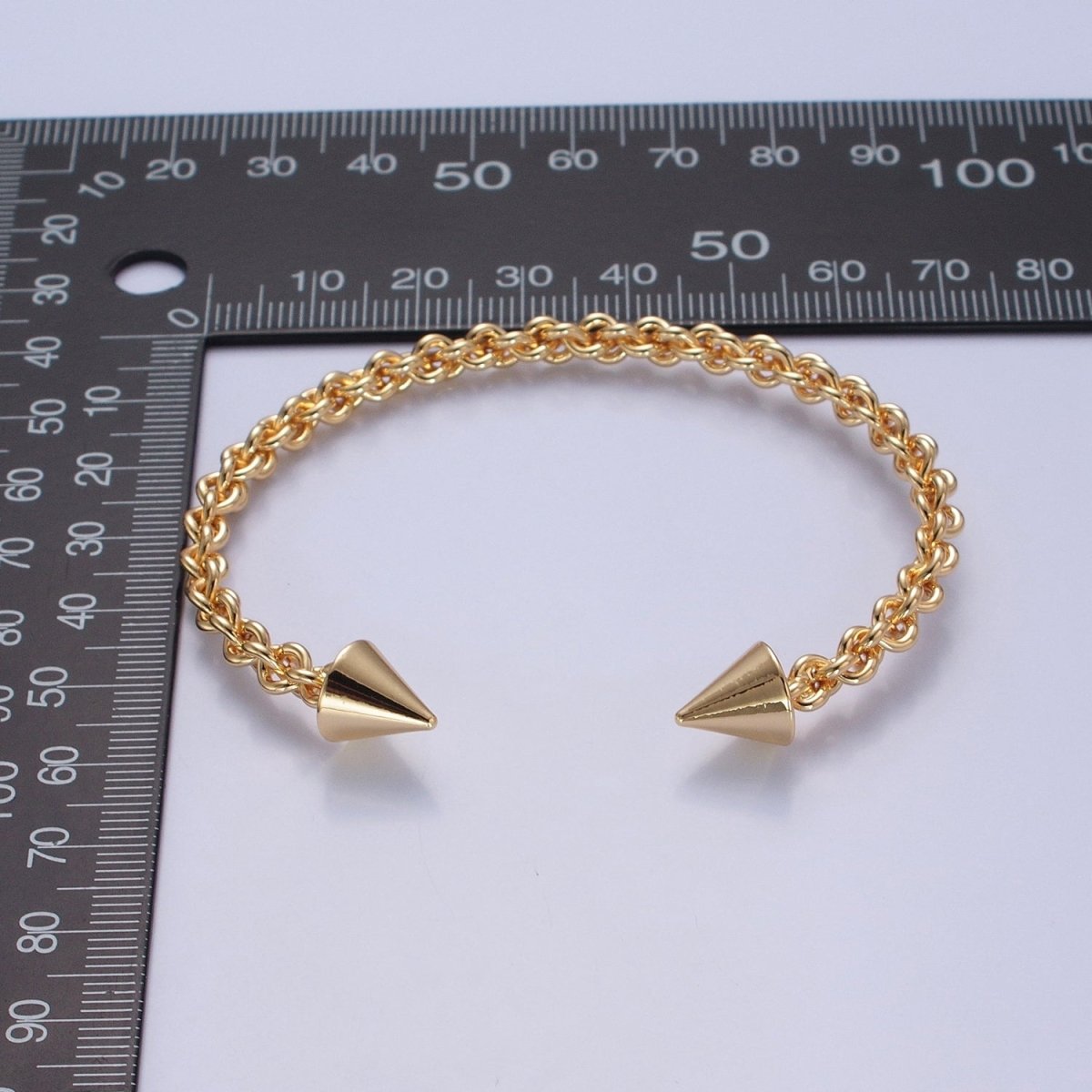24K Gold Filled Open Rope Chain with Spike Bangle Bracelet | WA-988 WA-989 Clearance Pricing - DLUXCA