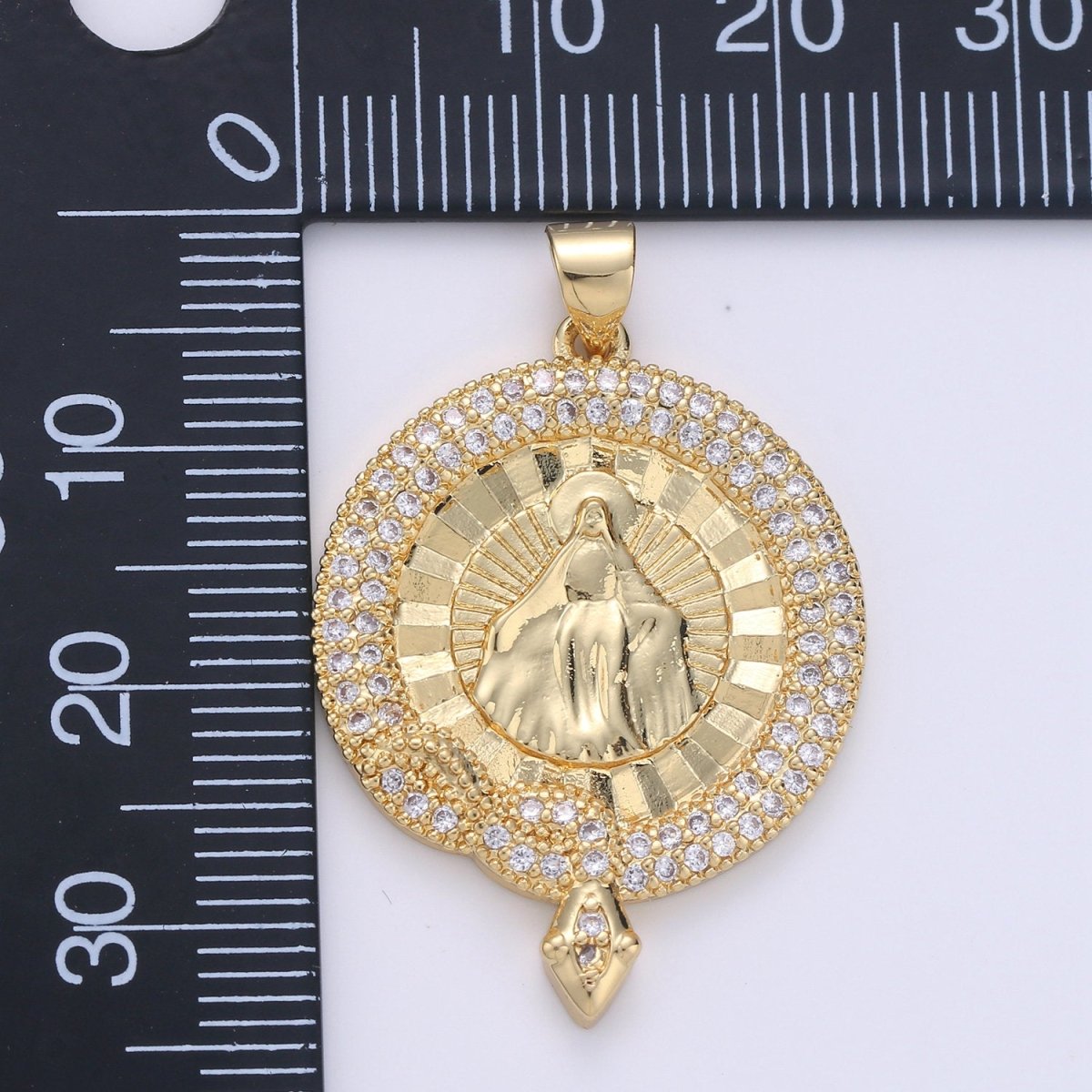 24K Gold Filled Our Lady of Guadalupe Virgin Mary Round Circle Delicate Micro Pve Charm Necklace for Religious Jewelry Pendant I-645 - DLUXCA