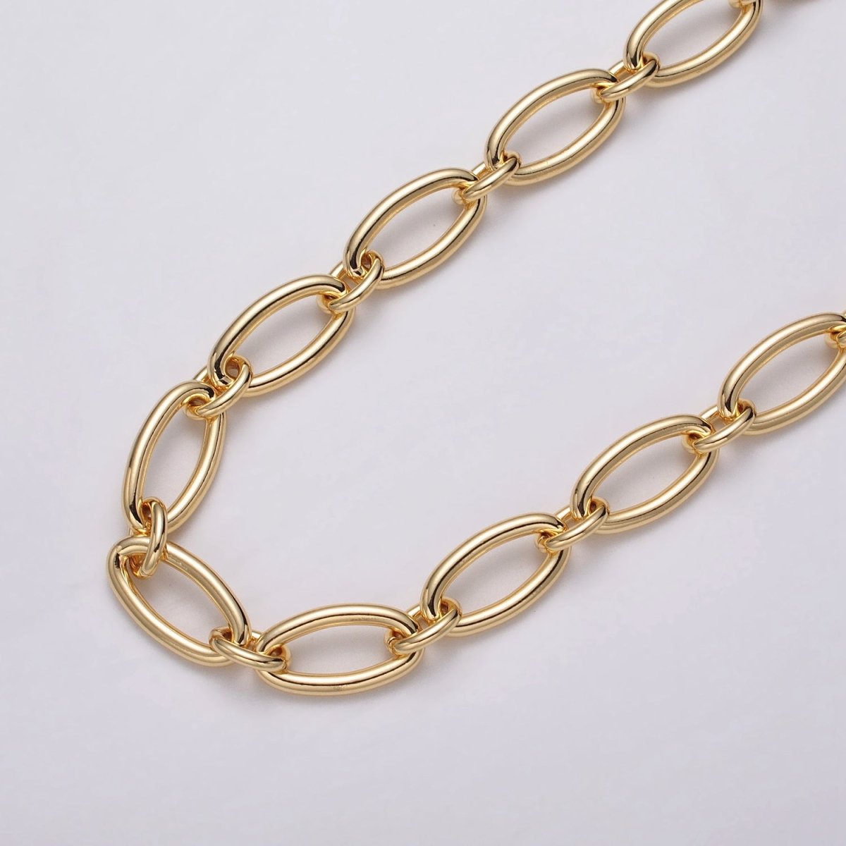 24k Gold Filled Oval Cable Link Unfinished Chain by Yard in Gold & Silver | ROLL-1101 ROLL-1204 Clearance Pricing - DLUXCA