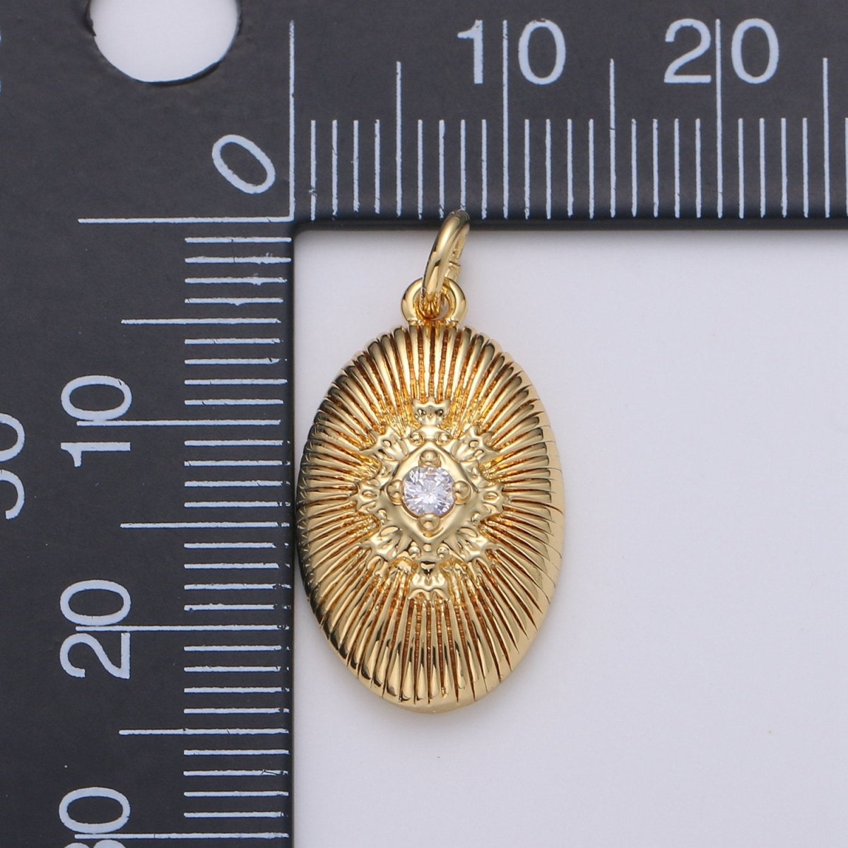 24k Gold Filled Oval Charms, Cubic Inner Radiance Pendant, Dainty Pendant Oval Charm for Bracelet Earring Necklace DIY D-643 - DLUXCA