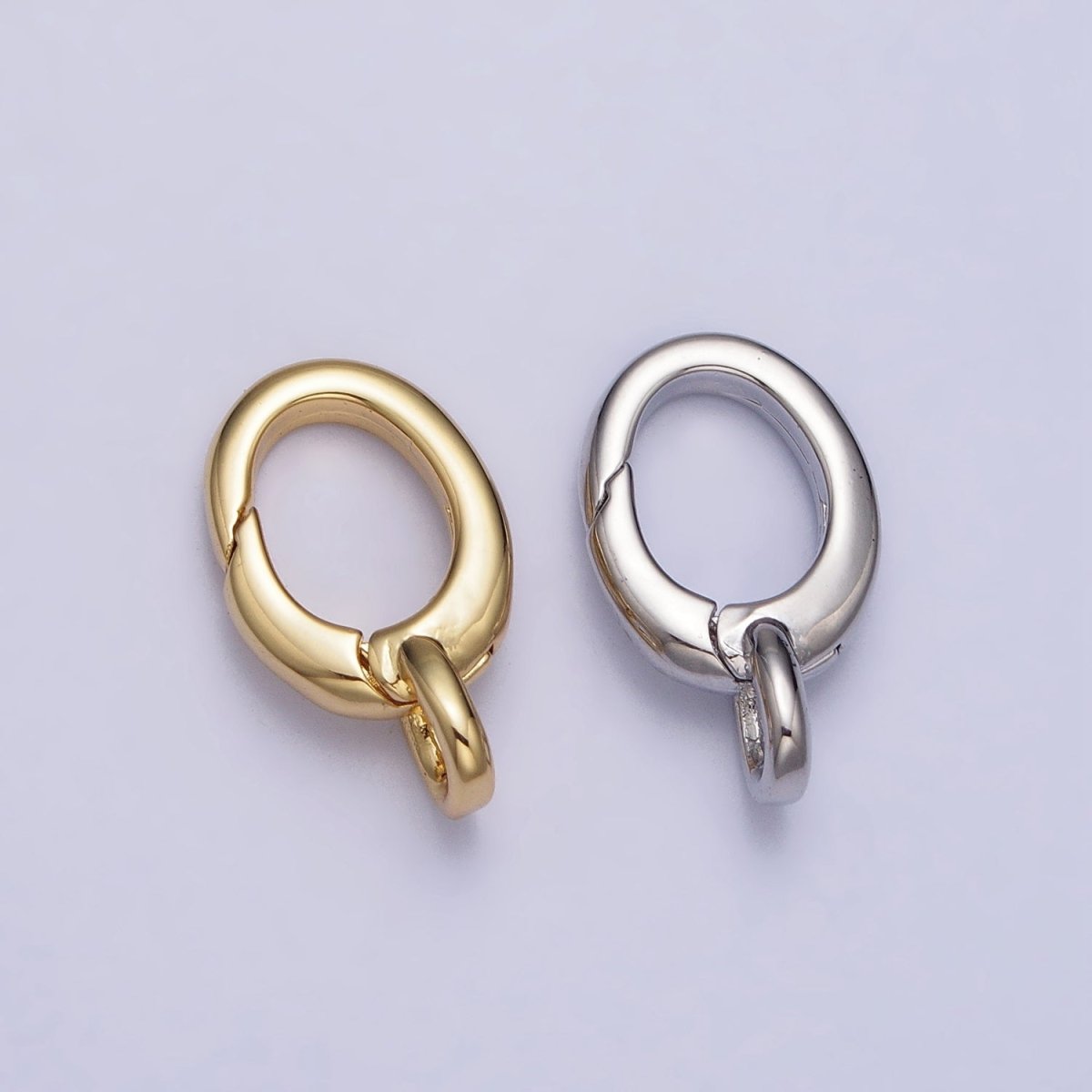 24K Gold Filled Oval Push Triggerless Clasps Jewelry Closure Supply in Gold & Silver | Z-123 Z-124 - DLUXCA