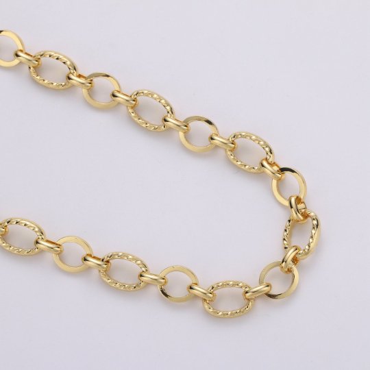 24K Gold Filled Oval ROLO Cable Chain by Yard, Link Cable Twisted Chain, Unfinished Chain For Jewelry Making | ROLL-348 Clearance Pricing - DLUXCA