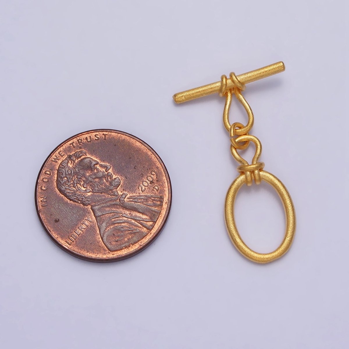 24K Gold Filled Oval Tie Knot Matte Gold Toggle Clasps Closure Supply | Z-090 - DLUXCA