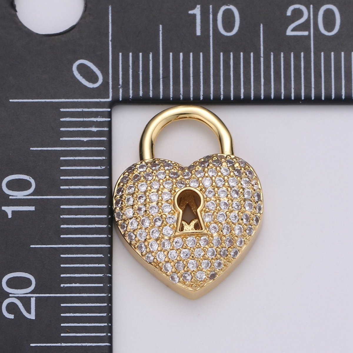 24k Gold Filled Padlock Charm Gold CZ Micro Pave Charm Pendant Heart Lock Charm Necklace for Statement Necklace Component D-618 - DLUXCA