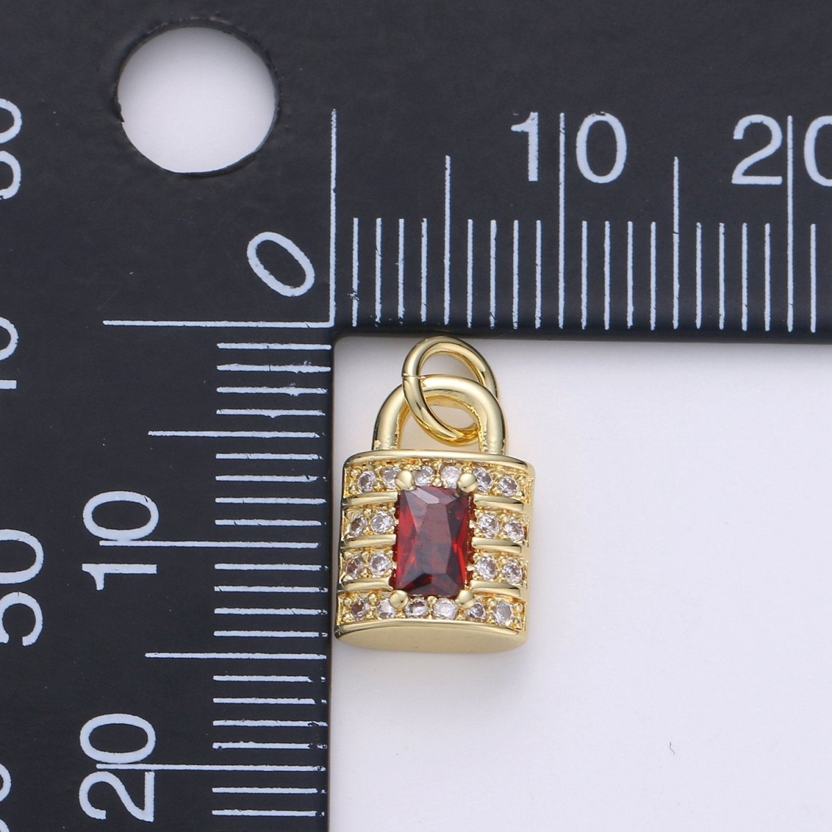24k Gold Filled Padlock Charms, Dainty Lock Charms, Padlock Pendant, Gold Charm, Micro Pave Padlock Bracelet Necklace Charms, 15x8mm D-572 - DLUXCA