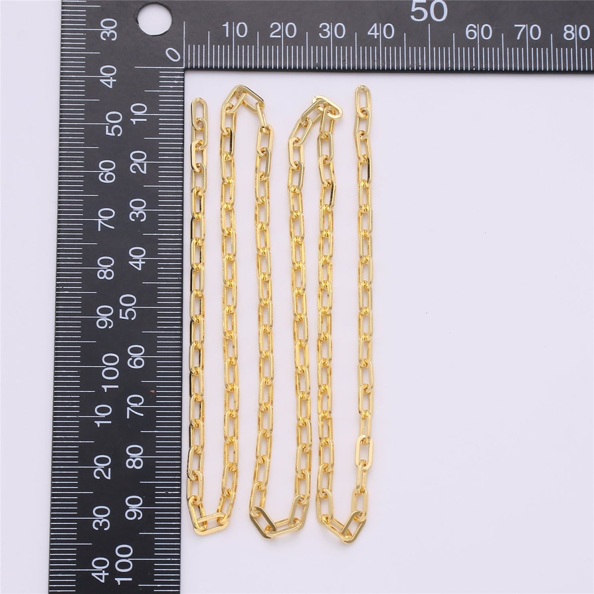 24K Gold Filled PAPER CLIP Chain, Elongated Rectangle Oval Chain, 3mm x 7mm Chain by Yard, Unfinished Chain for DIY Jewelry Supply | ROLL-121, ROLL-122, ROLL-123, ROLL-124 Clearance Pricing - DLUXCA