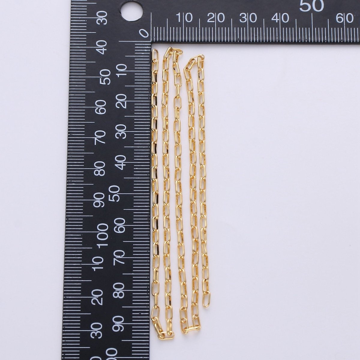 24K Gold Filled Paper Clip Chain, Elongated Rectangle Oval Paper Clip Chain, 3mm Chain By Yard, Unfinished Chain For DIY, Jewelry Supply Component | ROLL-228 Clearance Pricing - DLUXCA
