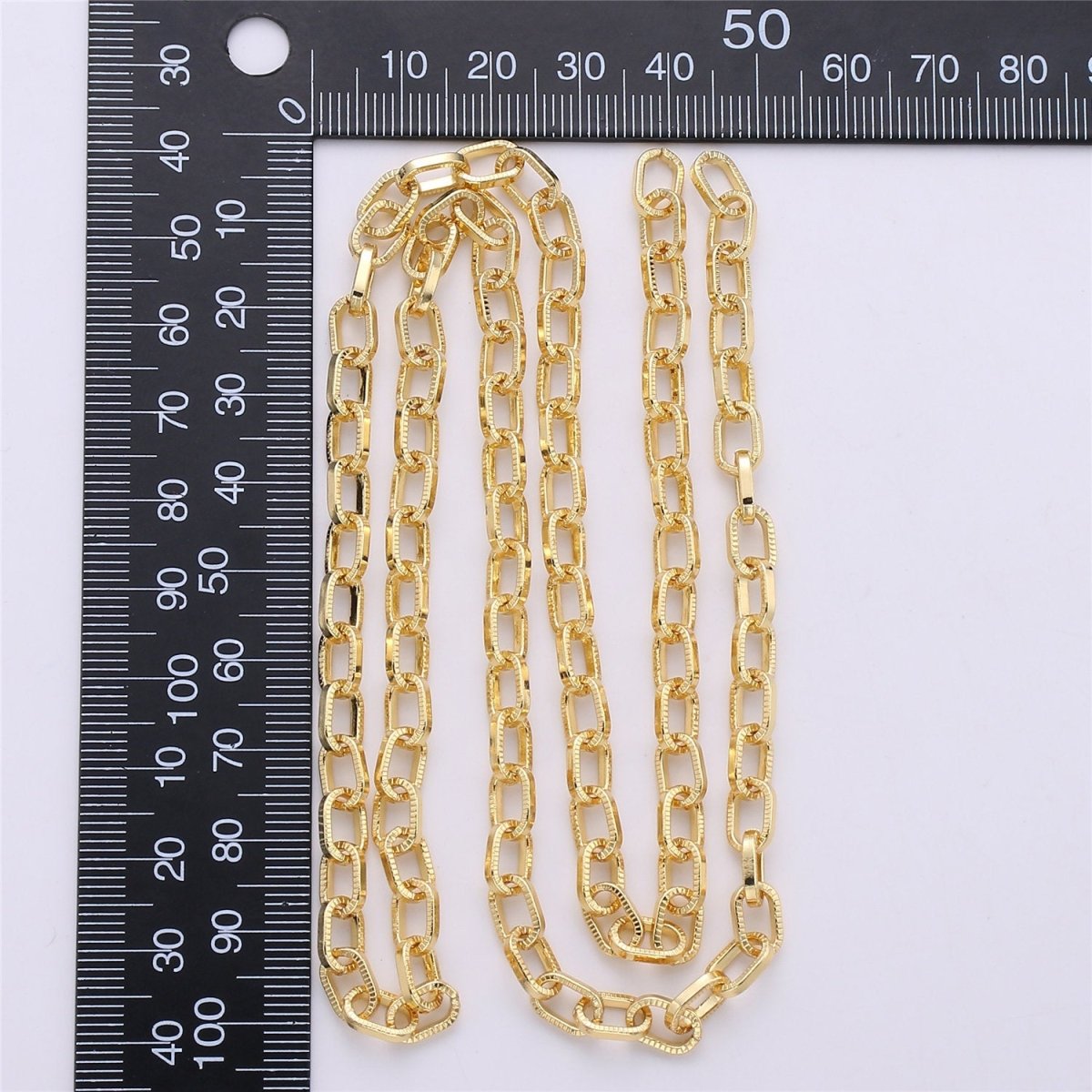 24K Gold Filled Paper Clip Chain, Unfinished Chain by Yard, Rectangle Drawn for Bracelet, Necklace Jewelry Making Supply 6x10mm | ROLL-092, ROLL-093 Clearance Pricing - DLUXCA