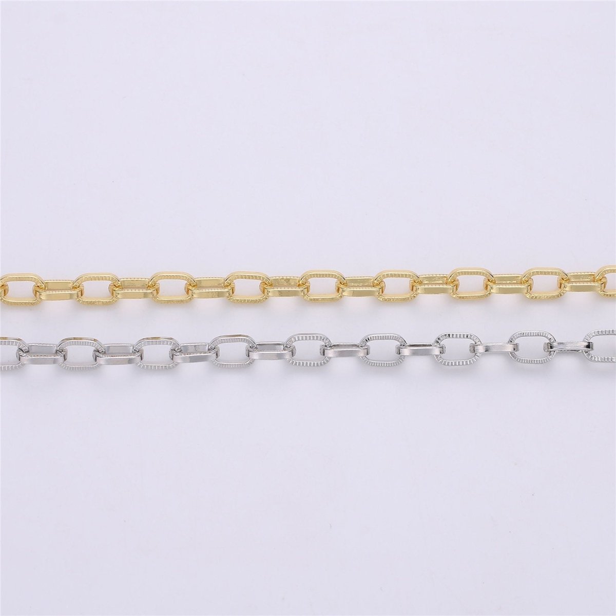 24K Gold Filled Paper Clip Chain, Unfinished Chain by Yard, Rectangle Drawn for Bracelet, Necklace Jewelry Making Supply 6x10mm | ROLL-092, ROLL-093 Clearance Pricing - DLUXCA