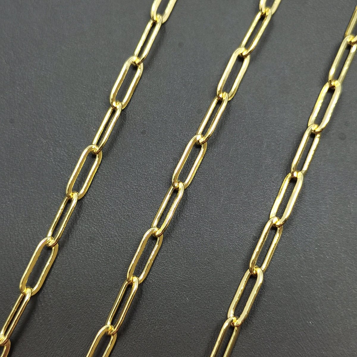 24K Gold Filled PAPER CLIP Rolo Cable Chain by Yard, Gold Filled Cable Rolo Chain by Yard, Wholesale Bulk Roll Chain for Jewelry Making | ROLL-162 Clearance Pricing - DLUXCA