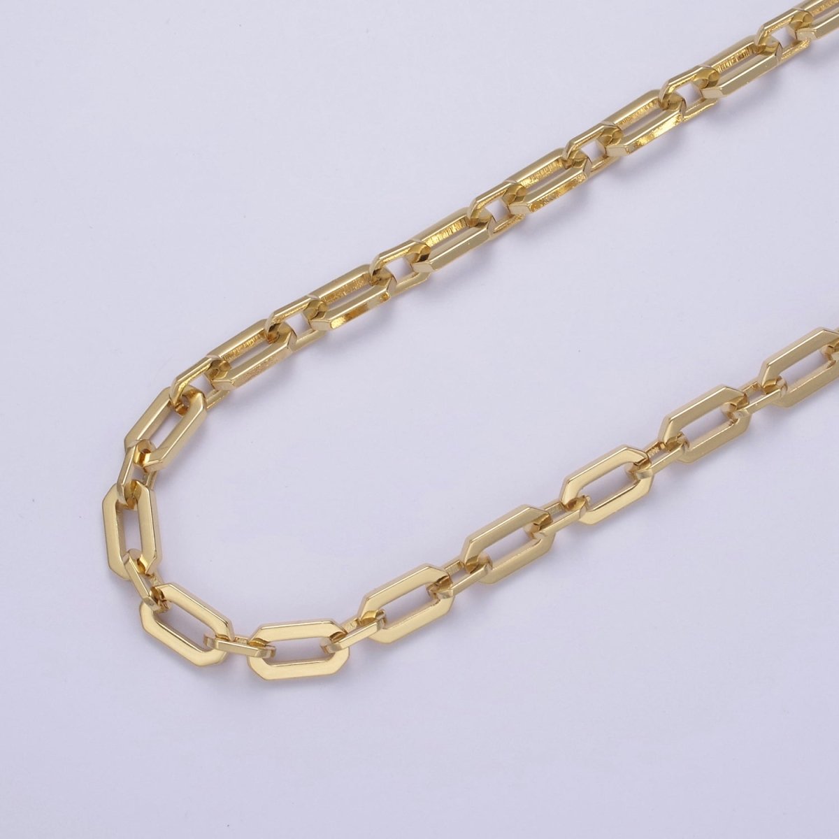 24K Gold Filled PaperClip Chain, 10X5.5mm Hexagonal Paperclip Unfinished Chain For Necklace Making Jewelry Supply Component | ROLL-654 Clearance Pricing - DLUXCA