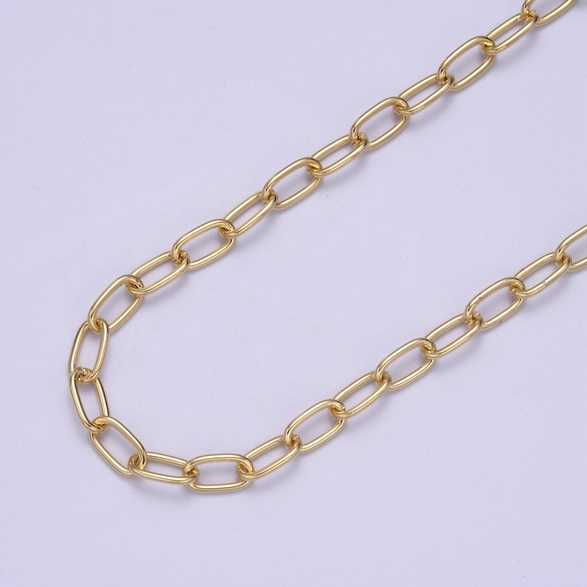 24K Gold Filled PaperClip Chain, 5mm Width Unfinished Chain For Jewelry Making Supply Component | ROLL-649 Clearance Pricing - DLUXCA