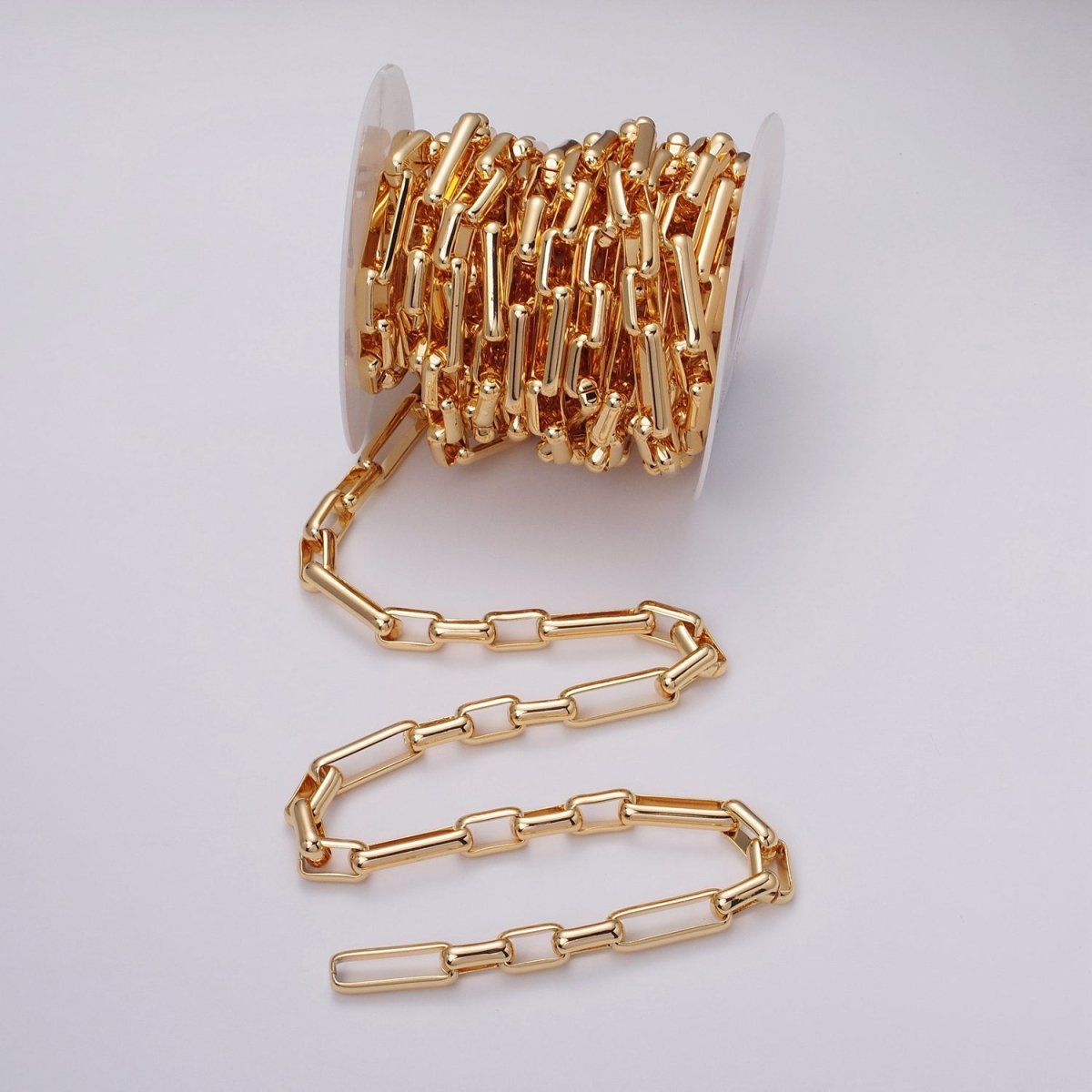 24K Gold Filled PAPERCLIP Chain by Yard Unfinished Chain For Necklace Bracelet Jewelry Making | ROLL-1131 Clearance Pricing - DLUXCA