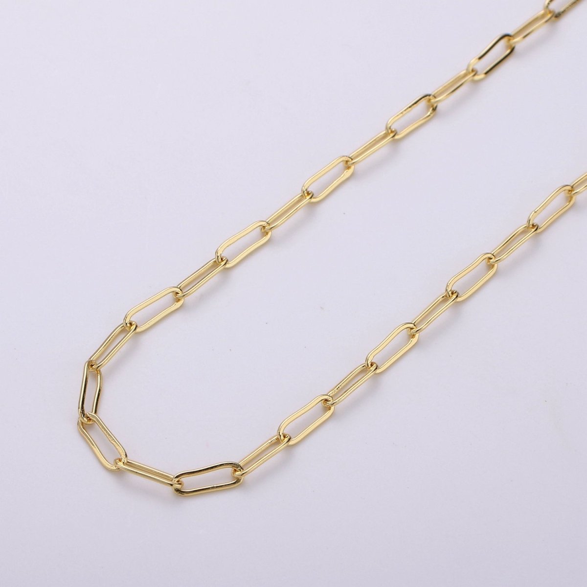 24K Gold Filled PAPERCLIP Chain, Elongated Rectangular Link Chain Paper Clip Chain Sold by the Yard Unfinished Chain 9x2.5mm | ROLL-125 ROLL-126 ROLL-005 Clearance Pricing - DLUXCA