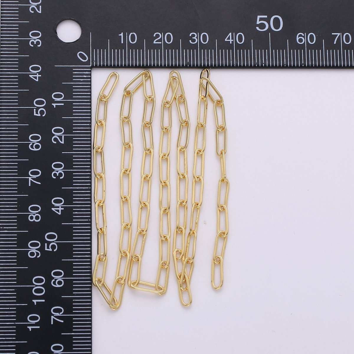 24K Gold Filled PAPERCLIP Chain, Elongated Rectangular Link Chain Paper Clip Chain Sold by the Yard Unfinished Chain 9x2.5mm | ROLL-125 ROLL-126 ROLL-005 Clearance Pricing - DLUXCA