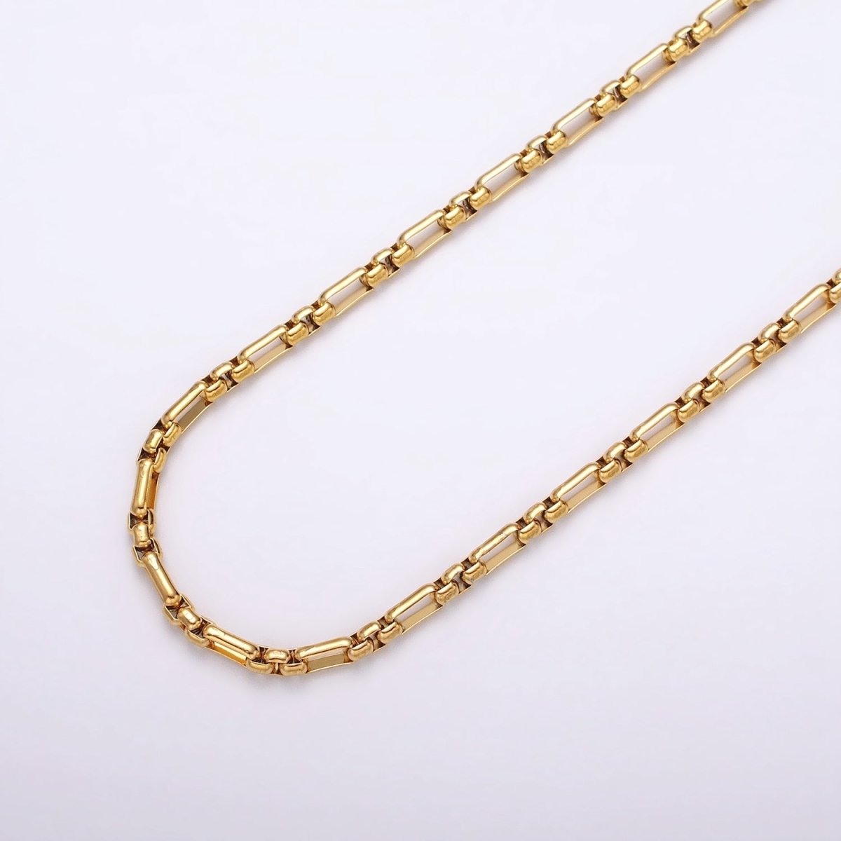 24k Gold Filled PaperClip Figaro Long and Short Fancy 3.5mm Cable Chain Link Unfinished Yard Chain in Gold & Silver | ROLL-1315 ROLL-1316 Clearance Pricing - DLUXCA