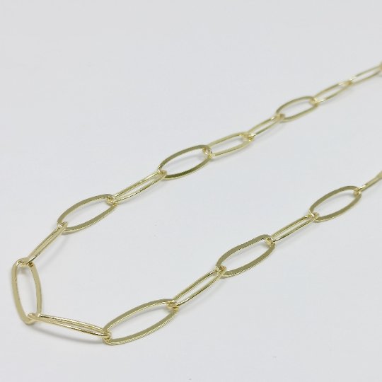 24K Gold Filled PaperClip Oval Link Chain By Yard, For Jewelry Making, 19X6.8mm For Necklace Bracelet Anklet Component Supply | ROLL-366 Clearance Pricing - DLUXCA
