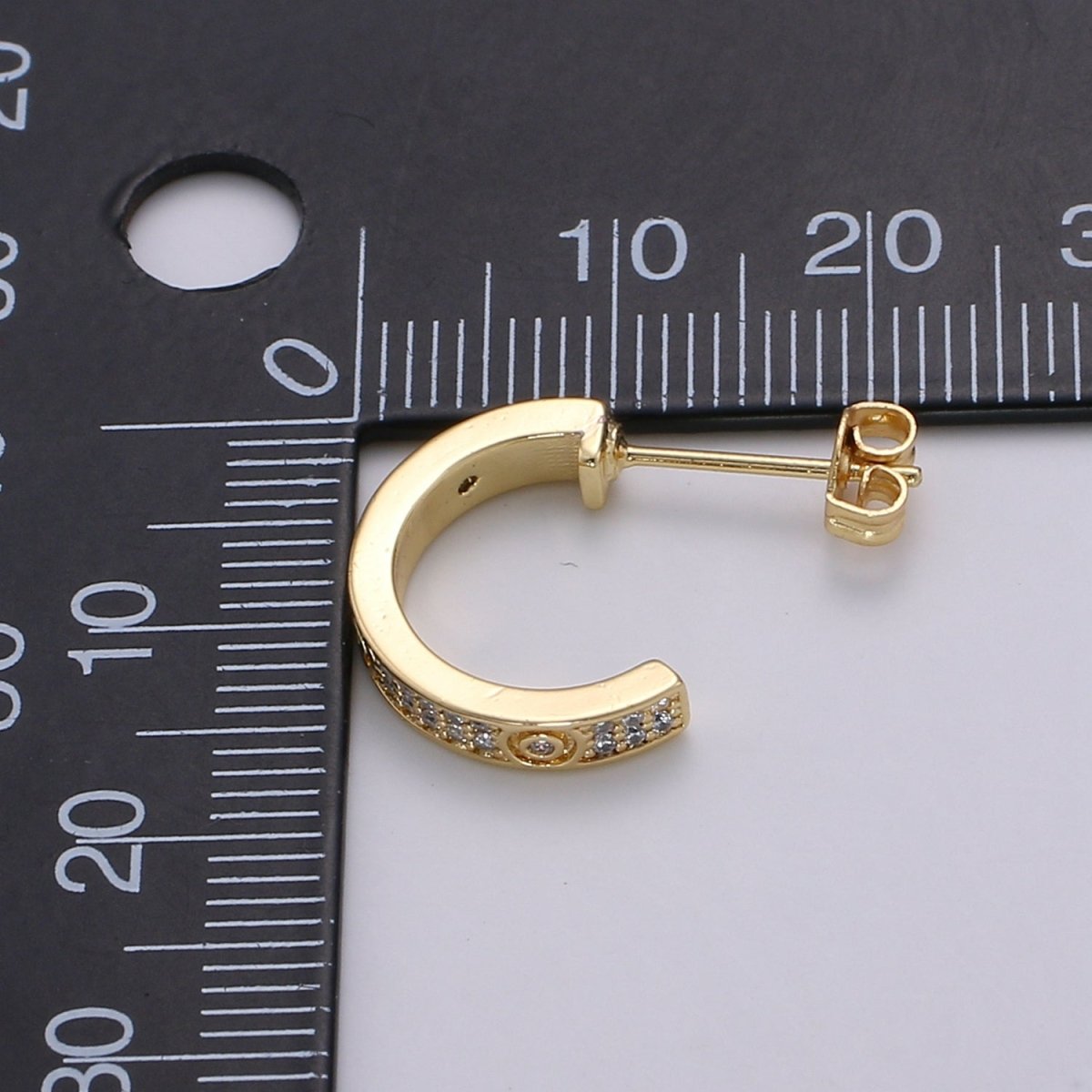 24K Gold filled Pave CZ Stud Earring, White Gold filled Micro Pave Earring for DIY Earring Craft Supply Jewelry Making Q-387 Q-388 - DLUXCA