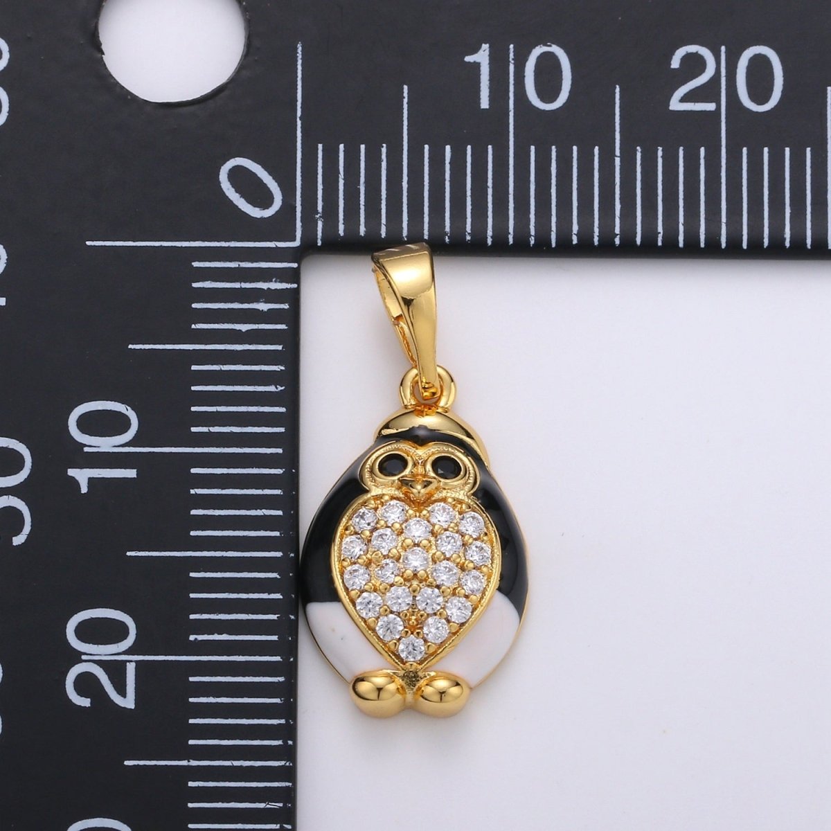 24K Gold Filled Penguin Charm Pendant Enamel Animal Charm Gold Penguin Pendant | Winter Wonderland Artic Snow Charm Jewelry J-074 - DLUXCA