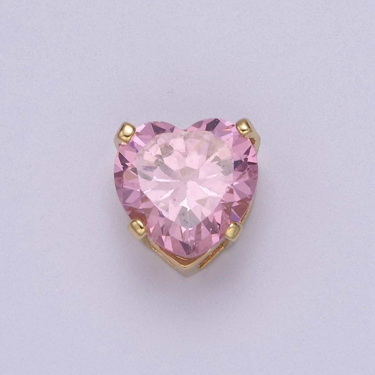24K Gold Filled Pink / Clear Cubic Zirconia Heart Spacer Beads | B-067 B-085 - DLUXCA
