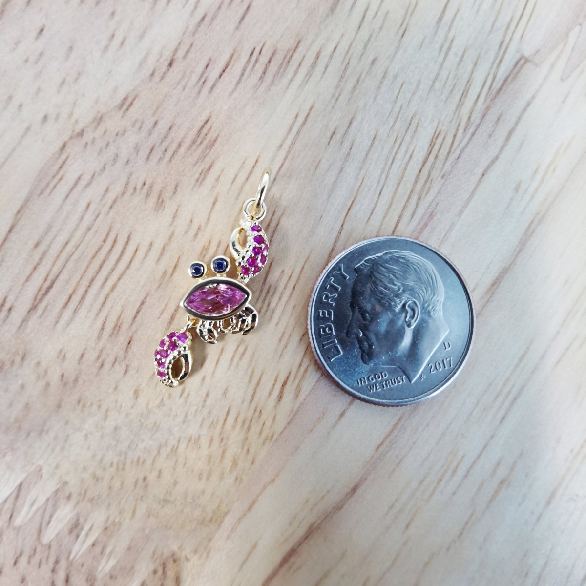 24K Gold Filled Pink Crab Micro Pave CZ Charms, Cute Dainty Ocean Sea Cubic Zirconia Charm Bracelet Earring Necklace for Jewelry Making D-498 - DLUXCA