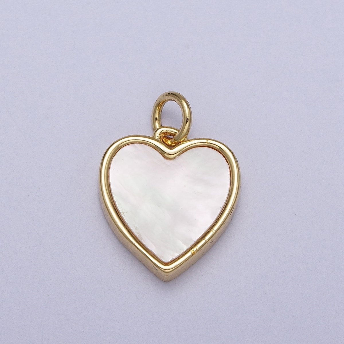 24K Gold Filled Pink Glass, Shell Pearl Natural Gemstone Heart Charm | C-364 C-376 - DLUXCA