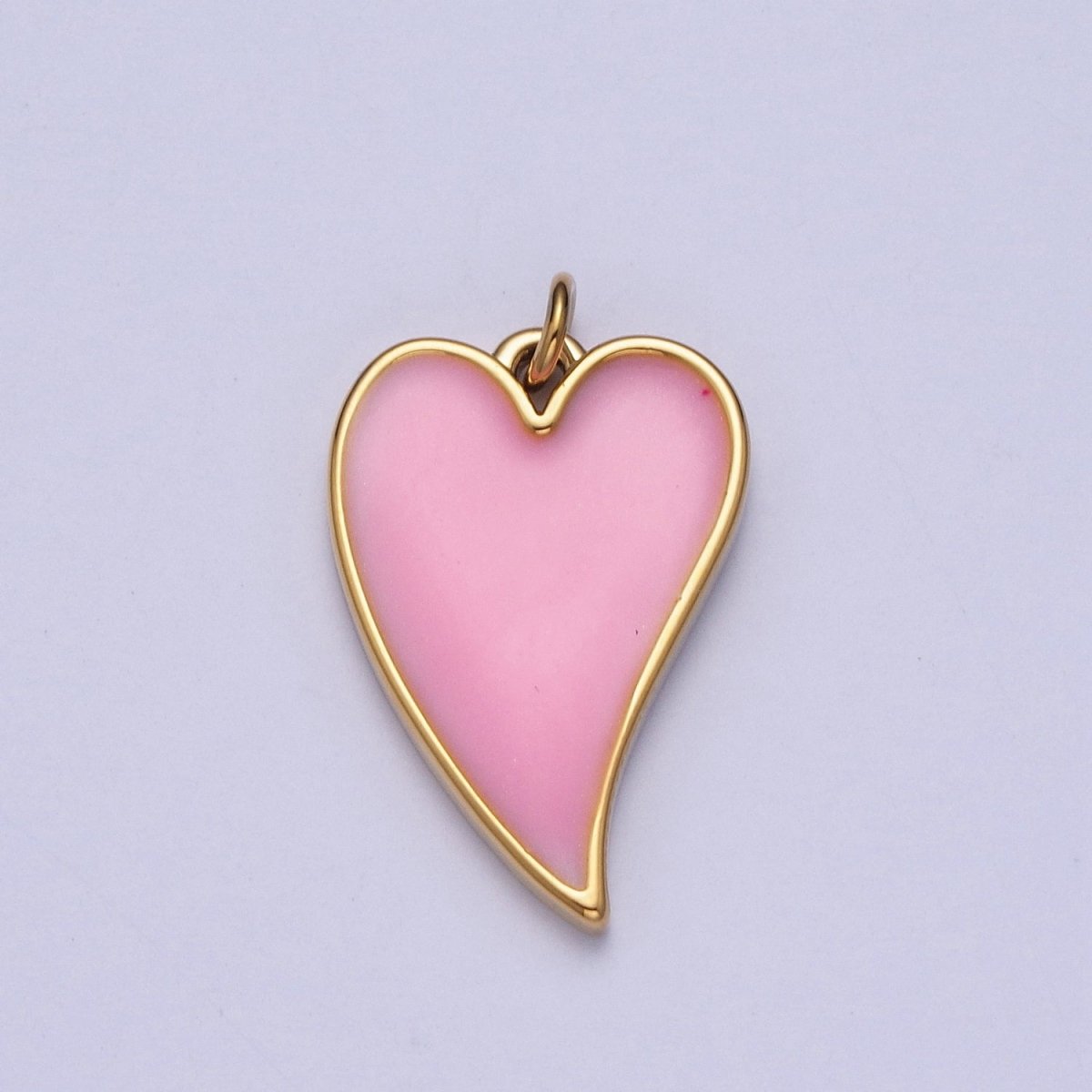 24K Gold Filled Pink Heart Enamel Charm For Valentine Love Jewelry in Gold & Silver | X-805 X-806 - DLUXCA