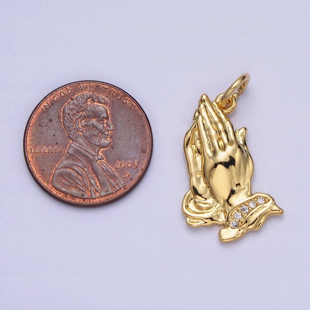 24K Gold Filled Prayer Hands Religious Add-On Charm | AC372 - DLUXCA