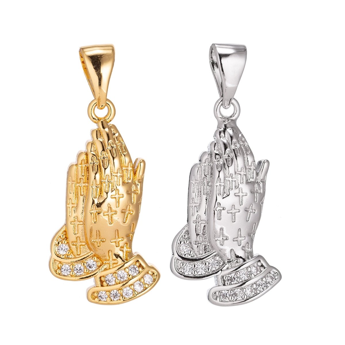 24K Gold Filled Prayers Charm Minimalist Simple Cross Jesus Cubic Zirconia Necklace Pendant Bracelet Earring Charm Bails for Jewelry Making H-907 H-919 - DLUXCA