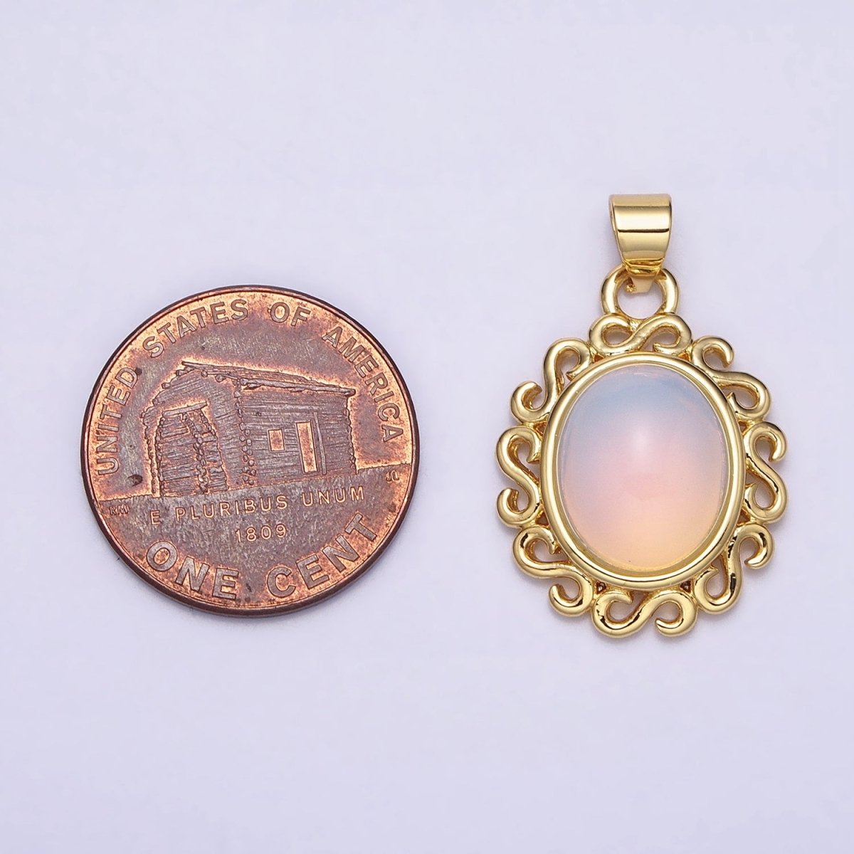 24k Gold Filled Rainbow Moonstone Charms, Gold Making Oval Moonstone Cabochon Pendant AA283 - DLUXCA