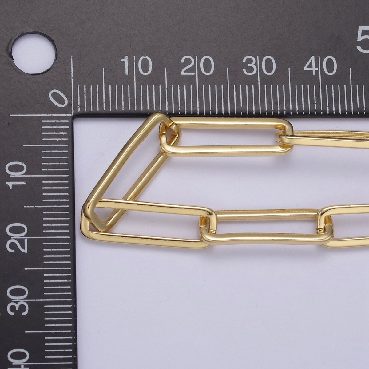 24K Gold Filled Rectangular Paper Clip Unfinished Chain, 21.5mmX7mm Width Paperclip Chain For Jewelry Making | ROLL-696 Clearance Pricing - DLUXCA