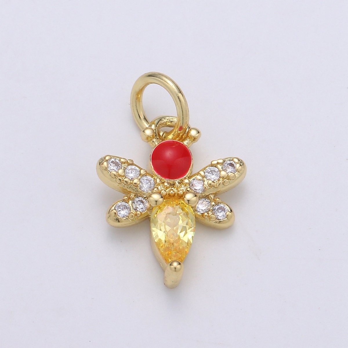 24K Gold Filled Red Yellow Bee Charm D-935 - DLUXCA