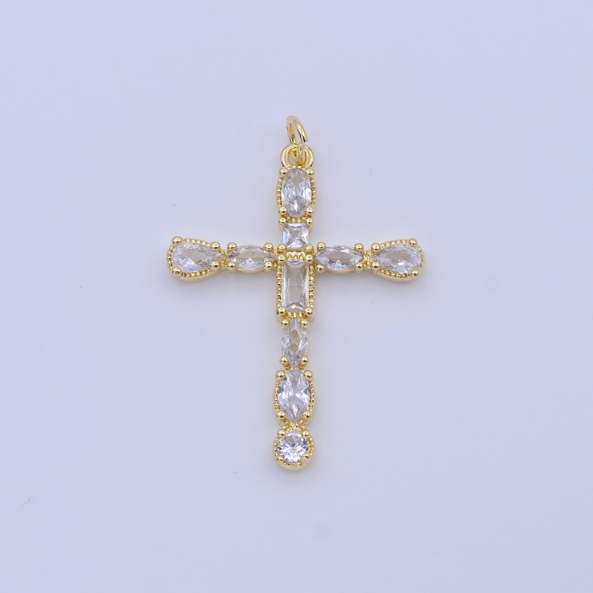 24K Gold Filled Religious Cross Clear Cubic Zirconia Pendant Religious Jewelry | C-866 - DLUXCA