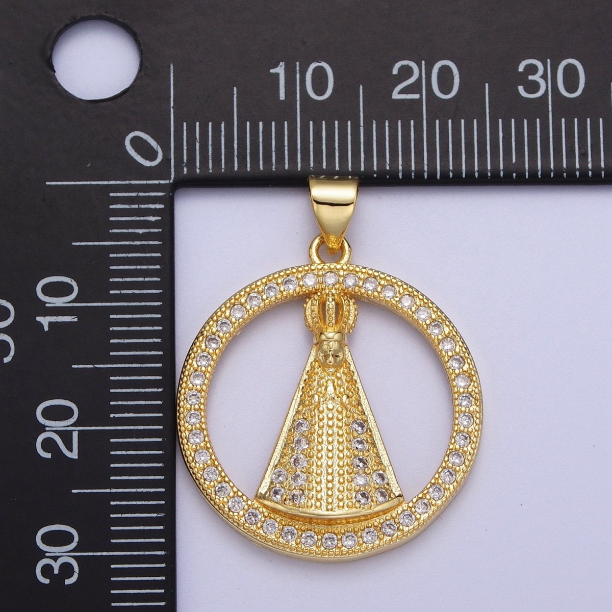 24K Gold Filled Religious Pope Open Micro Paved CZ Medallion Pendant H-654 - DLUXCA