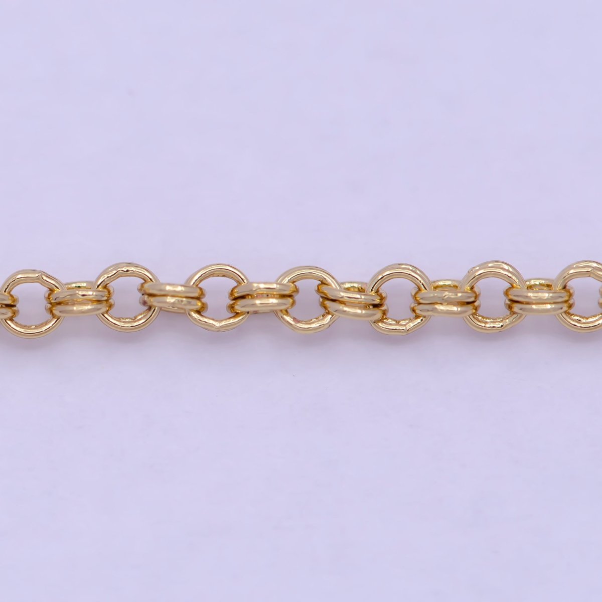 24K Gold Filled Rolo Unfinished Chain by Yard, Double Rolo Bulk Wholesale Chain For Jewelry Making | ROLL-734 Clearance Pricing - DLUXCA
