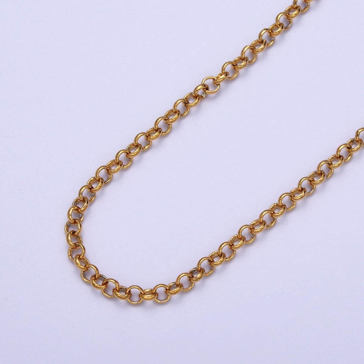 24K Gold Filled Round 3.5mm Rolo Gold, Silver Unfinished Chain | ROLL-966, ROLL-967 Clearance Pricing - DLUXCA