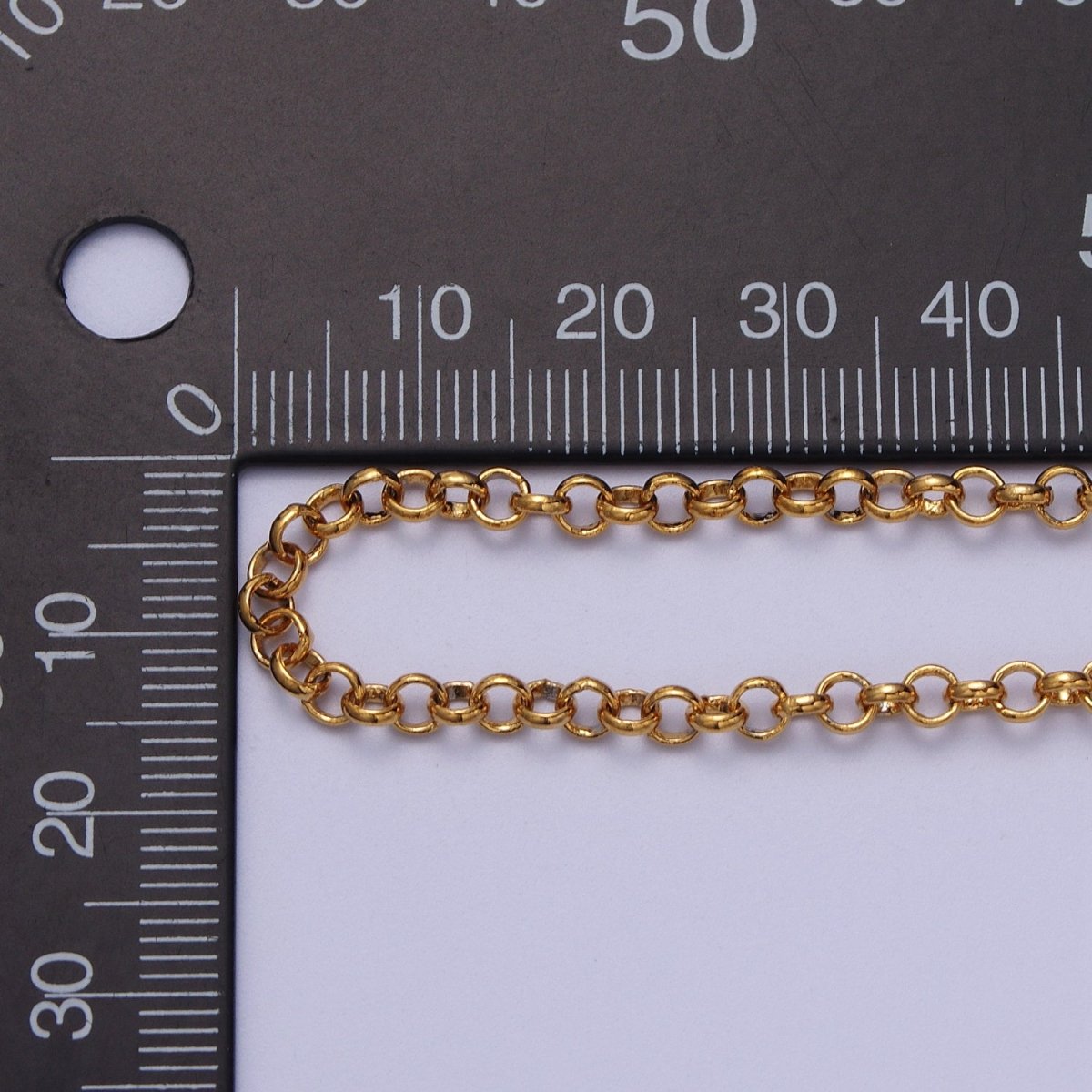 24K Gold Filled Round 3.5mm Rolo Gold, Silver Unfinished Chain | ROLL-966, ROLL-967 Clearance Pricing - DLUXCA