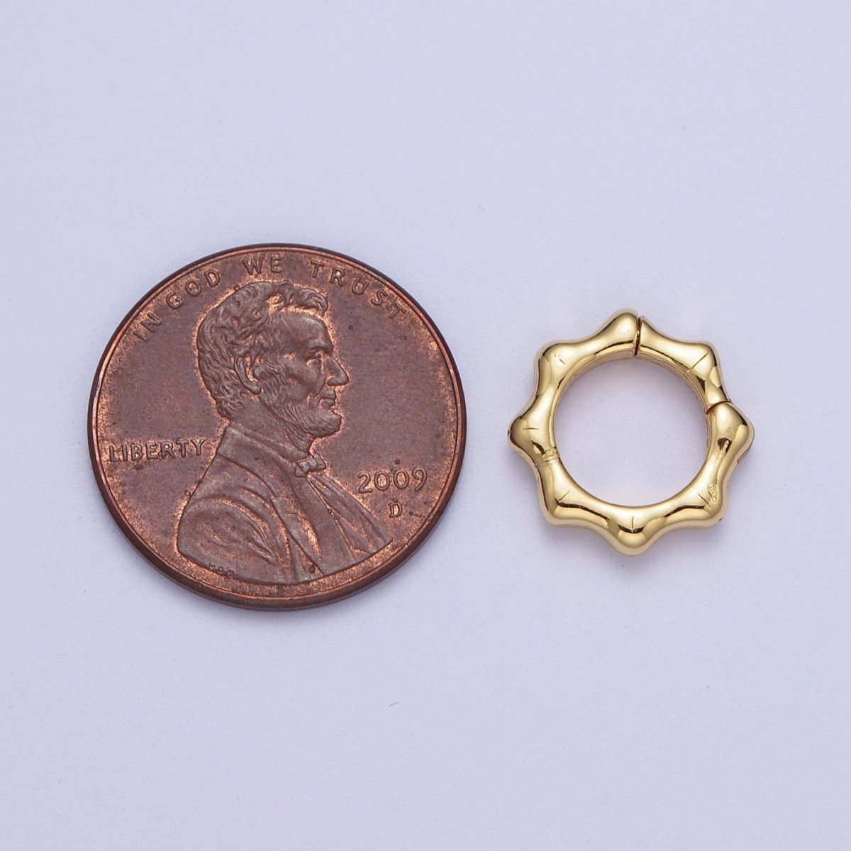 24K Gold Filled Round Bamboo Plant Pull Spring Gate Ring Closure Findings For Jewelry Making L-931 L-932 - DLUXCA