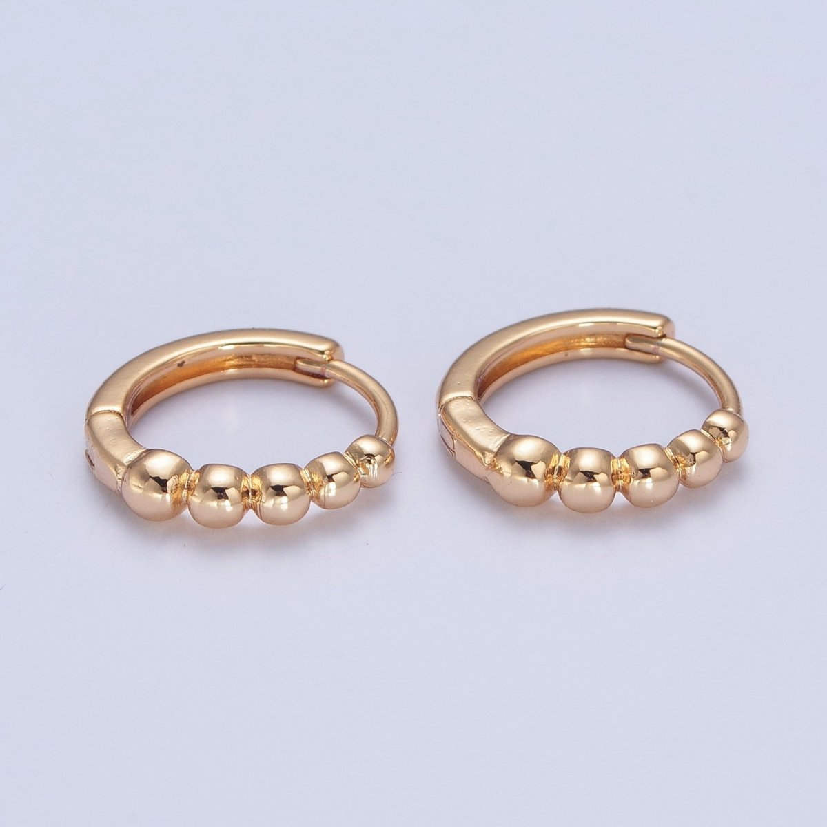 24K "Gold Filled Round Beaded Bubble Huggie Hoop Earrings P-397 - DLUXCA