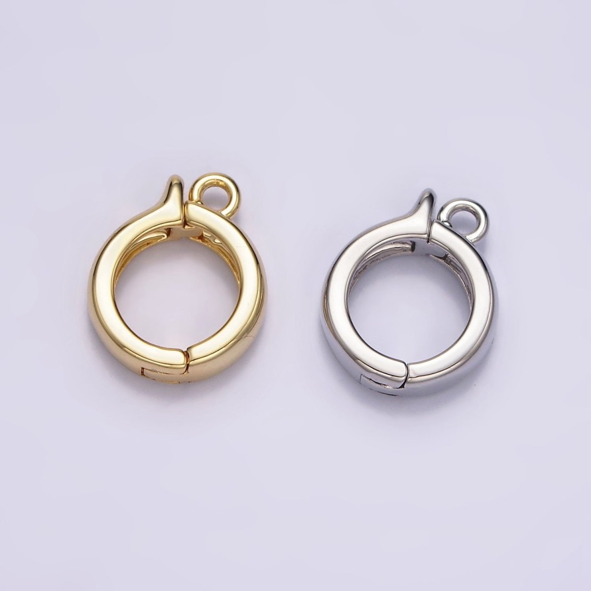 24K Gold Filled Round Open Loop Interchangeable Charm Holder Jewelry Supply in Gold & Silver | Z-921 Z-922 - DLUXCA